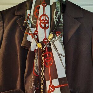 Choco Brown "Classiques" Jacket & Pants w/ French hunter's scarf & choker / belt